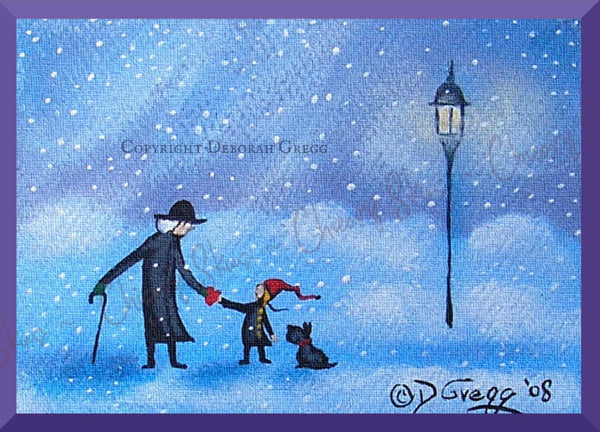 "A Valentine For You," a tiny Valentine Love Dog Snow Storm Print by Deborah Gregg